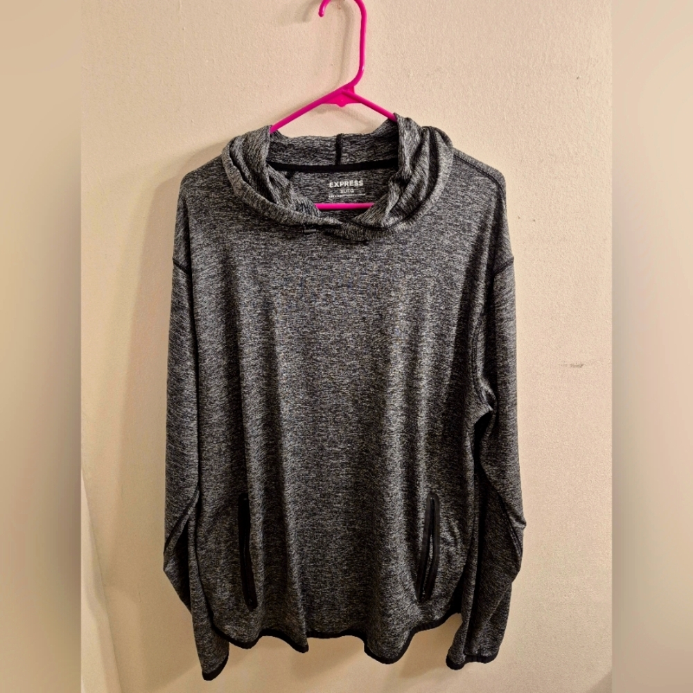 Express Mens Pull Over With Hood And Zipper Pockets